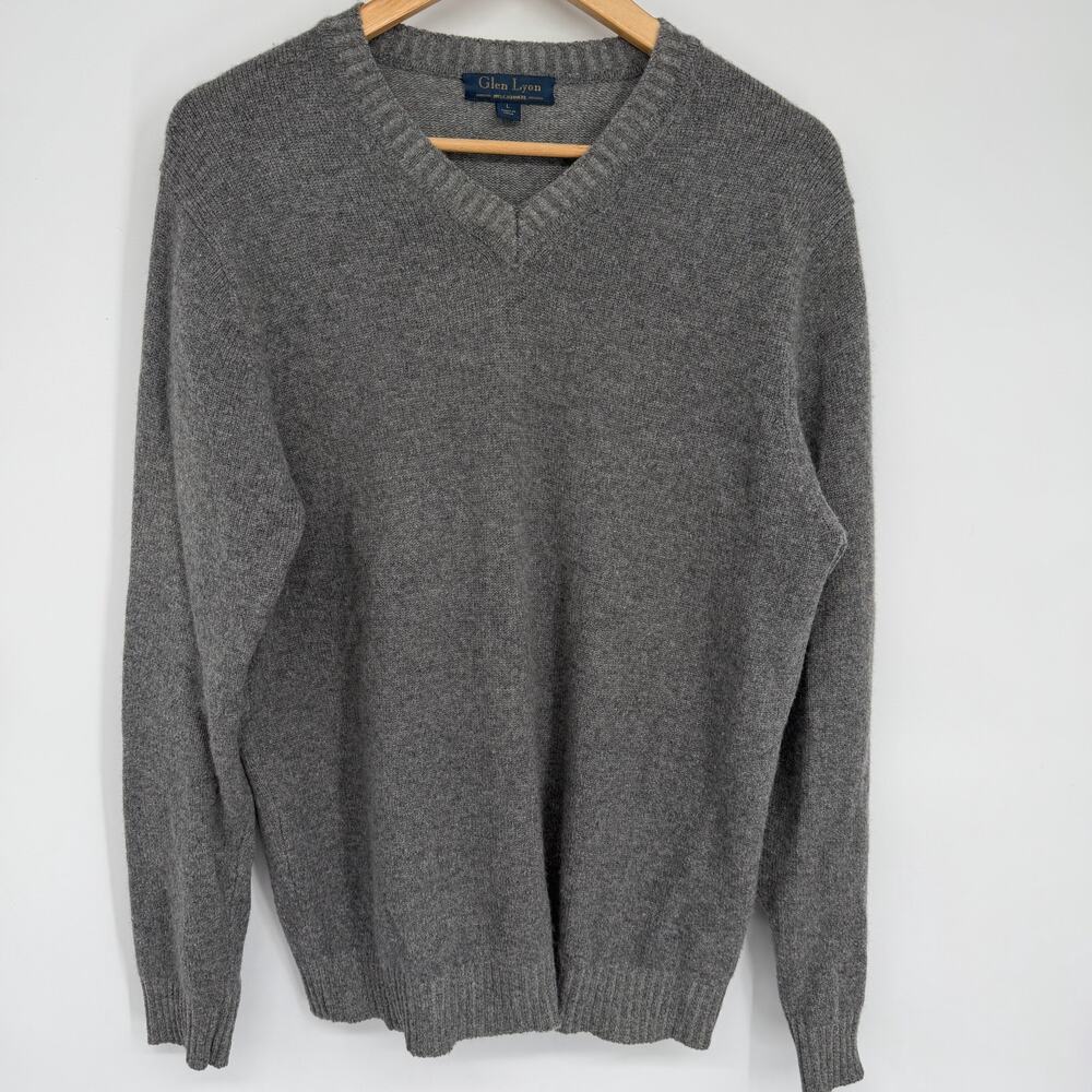 Glen Lyon Sweaters Men’s Large Gray Cashmere V Neck Quiet‎ Luxury Old Money